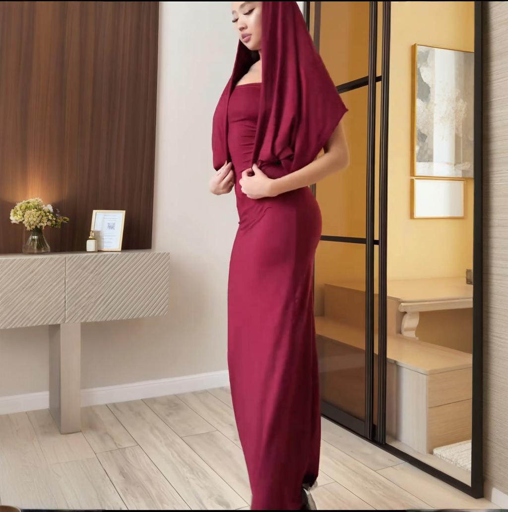 

Летнее платье без бретелек и рукавов приталенного силуэта однотонной расцветки для женщин, 2025 Medium алый