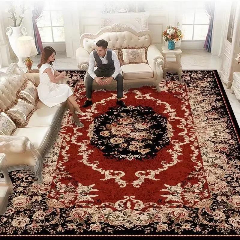 European Style Large Size Household Carpets for Living Room Decorative Rug Carpets for Bed Room Washable Non-slip Floor Mat Blue