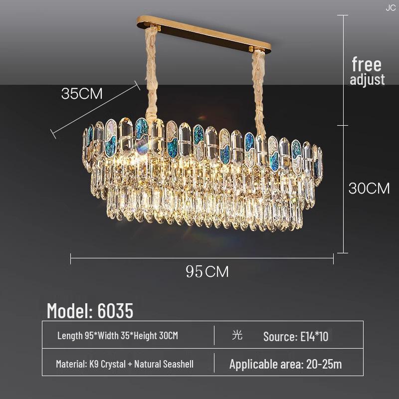 Luxury Crystal Chandelier Ceiling Light for Living, Dining, and Bedroom - High-End Colorful Shell Design