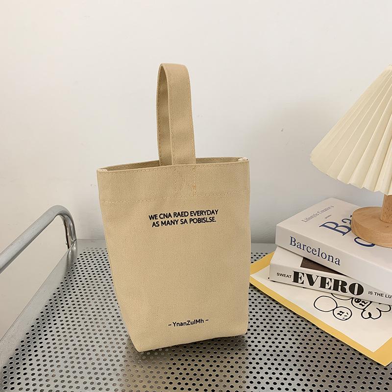 Cross-Border Ins-Style Canvas Water Bottle Tote & Mini Handbag for Women