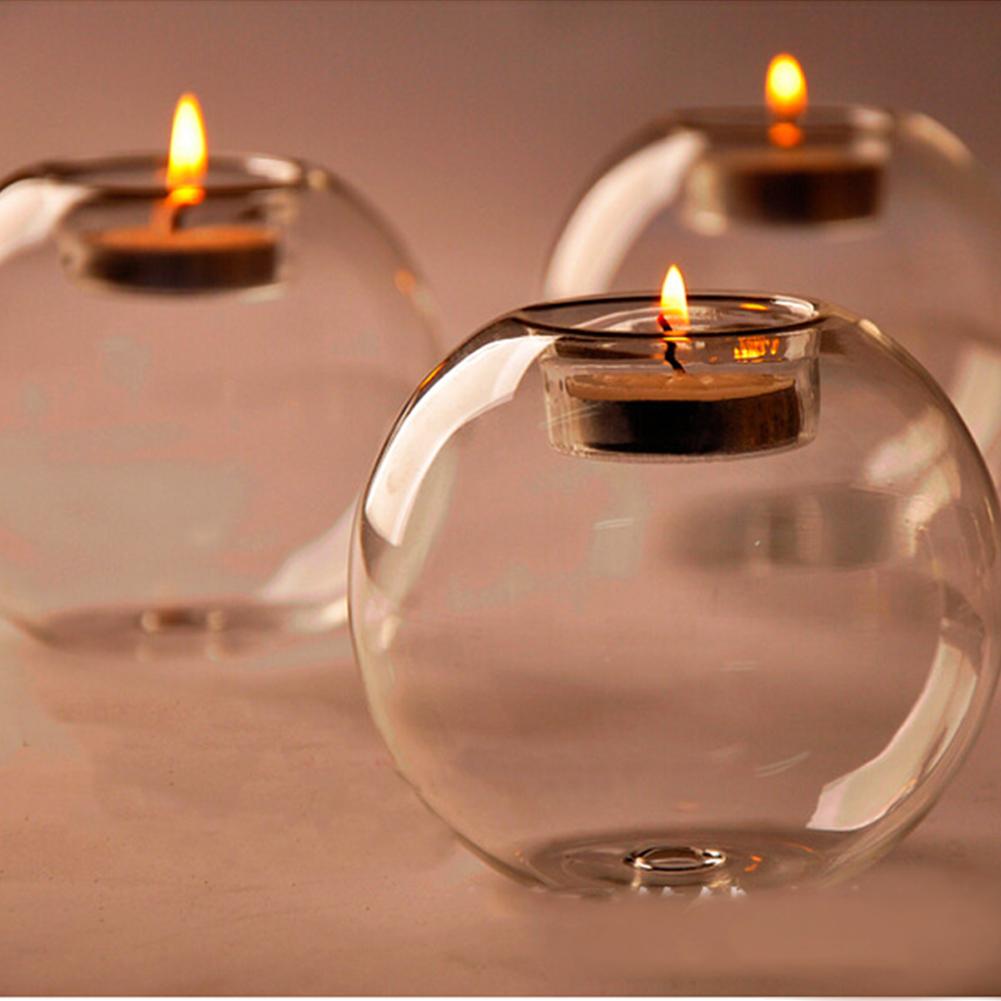 10cm Stylish Crystal-like Glass Candle Holder Romantic Candlestick Home Cafe Wedding Candlelight Dinner Decoration