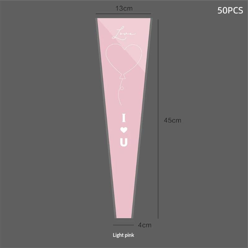 50 Adet Tek Gül Kol Çiçek Paketleme Çantası Buket Paketleme Çantaları Sevgililer Günü İçin Şeffaf Selofan Çiçek Paketleme Çantaları