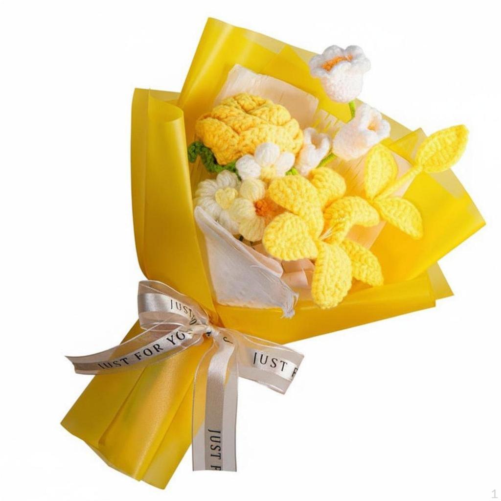 Knitted Flower Bouquet Everlasting Handmade Mixed House Decoration for Parents,
