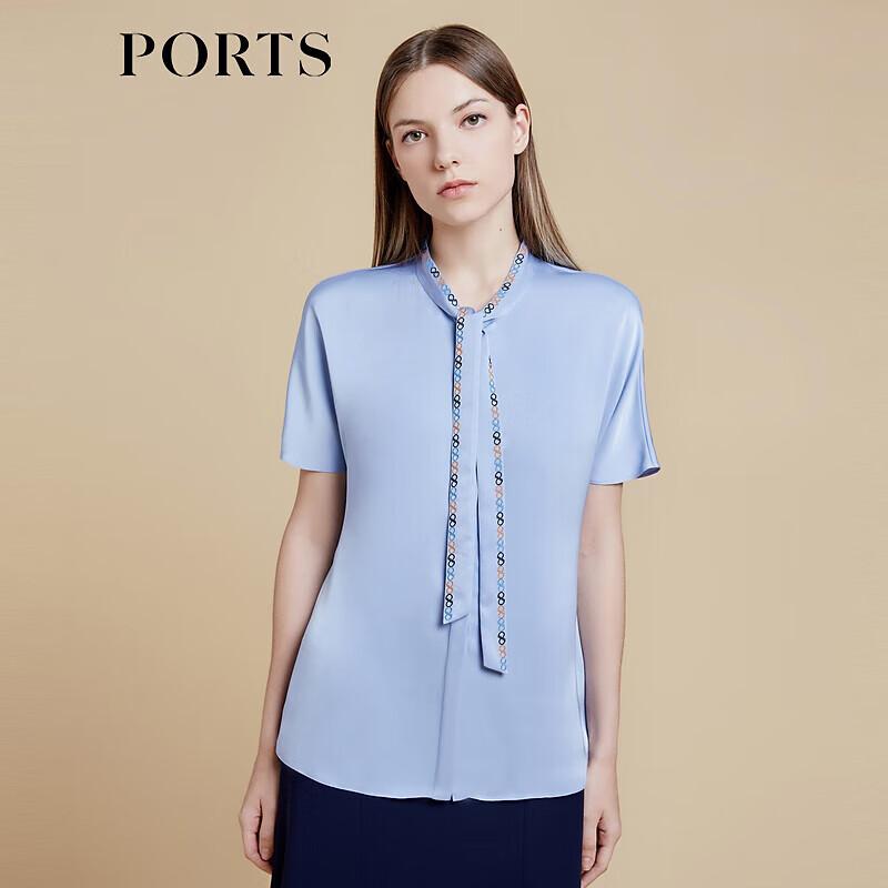 PORTS Women s Embroidered Tie-Neck Blouse S