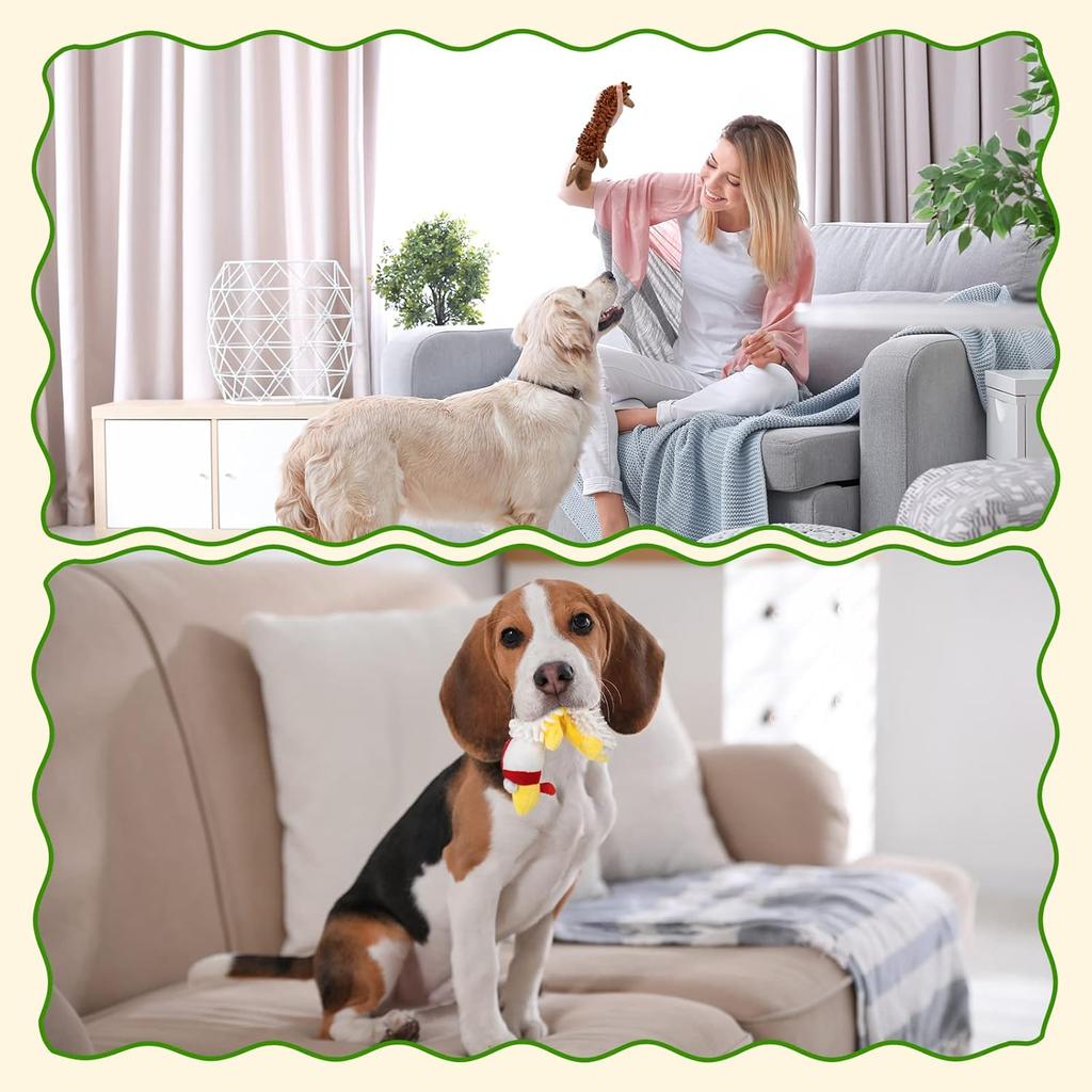 Pet Soft Dog Toys Squeaky - 6 Pack Cute Puppy Toys Plush Animals, No Stuffed Dog Chew Toys Dog Toys Interactive Pet for Small, Medium and Large Dogs