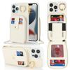 For iPhone 13 Pro Max/12 Pro Max Case with Zipper Pouch/Ring Kickstand/Strap Litchi Texture PU+TPU Phone Cover