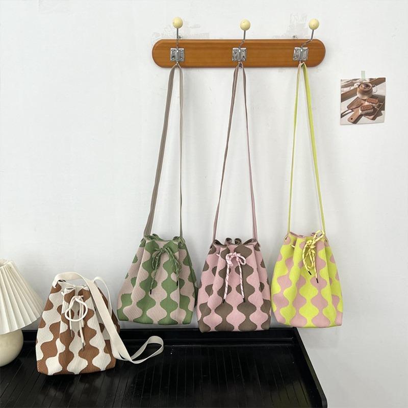 Convenient DIY Handbag Large Capacity Reusable Casual Bag Handmade Open Drawstring Bucket Bag Women