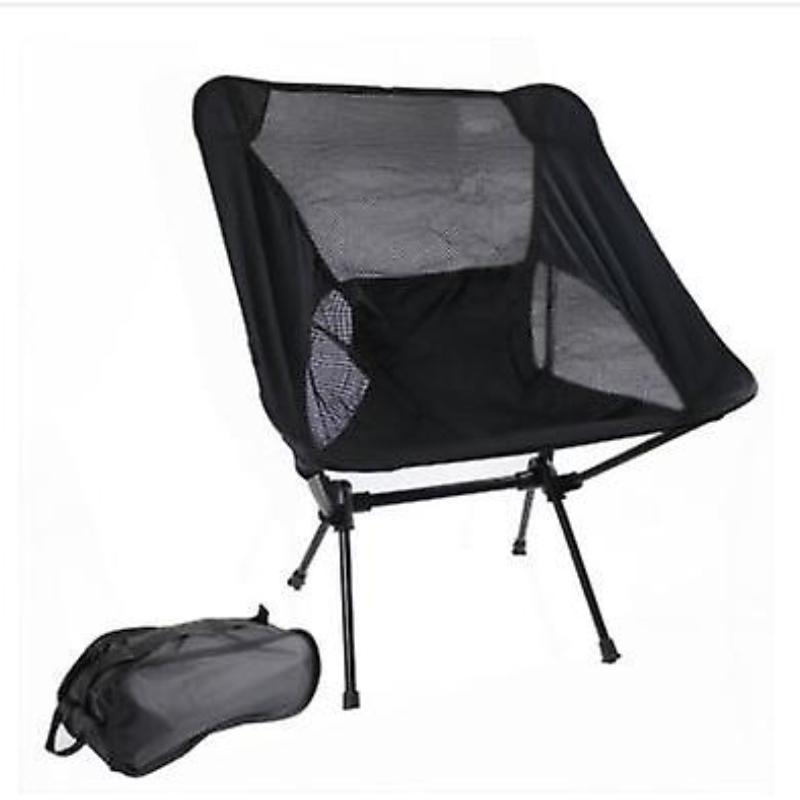 

Открытый складной стул портативный алюминиевый трубчатый стул для рыбалки, кемпинга, пляжа чёрный
