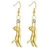 Trendy Women Cat Earrings with Round CZ Cute Pet Dangle Earrings Love Gift Creative Animal Accessories Statement Jewelry