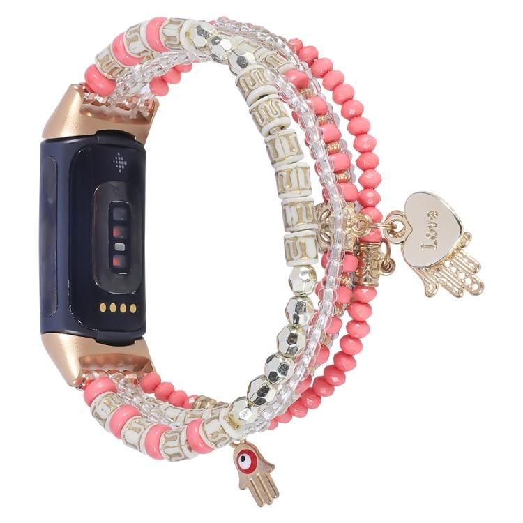 

Для Fitbit Charge 5 Palm Bead Chain Watch Band красный