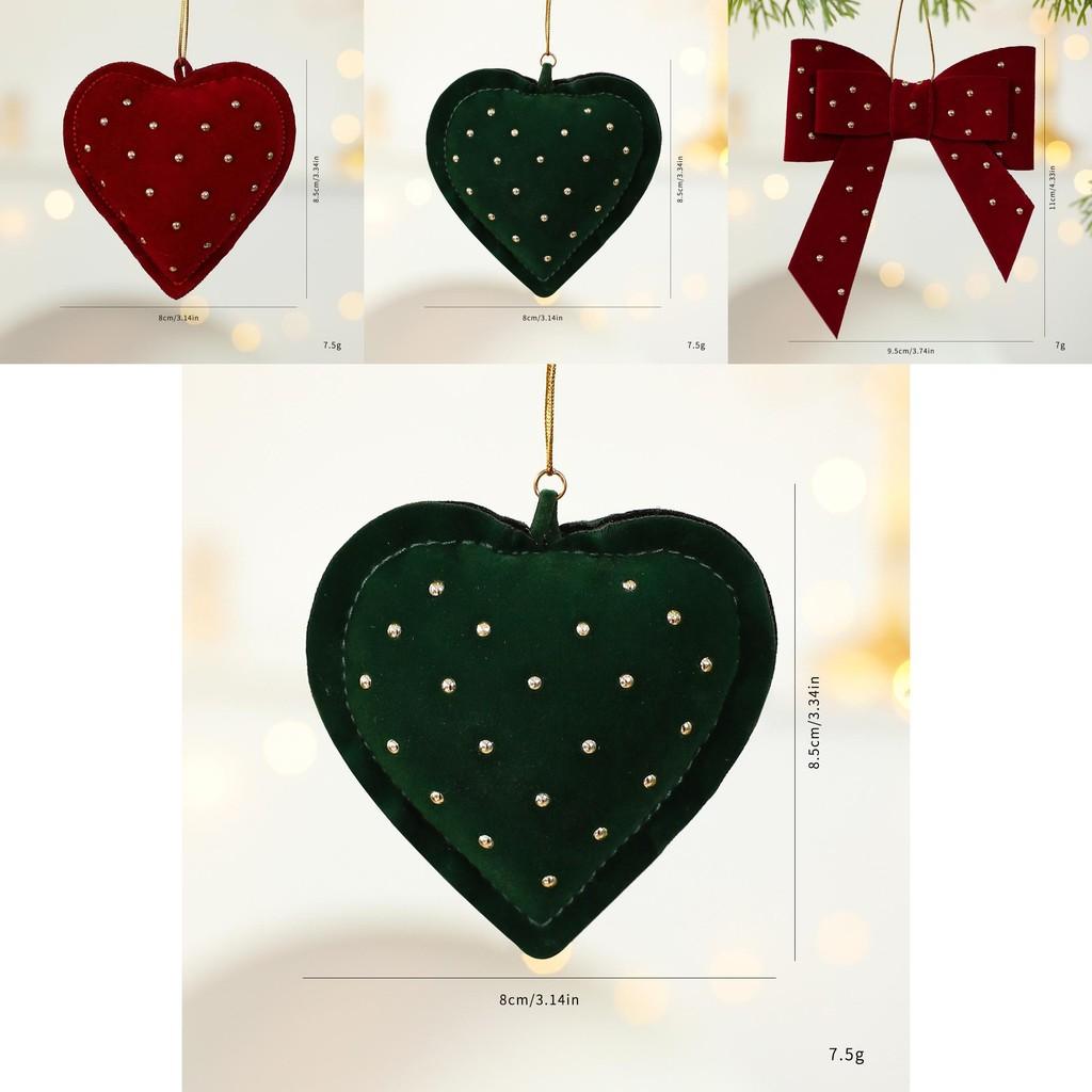 Christmas Tree Hanging Decorations With Heart And Bow Design For Holiday Decor