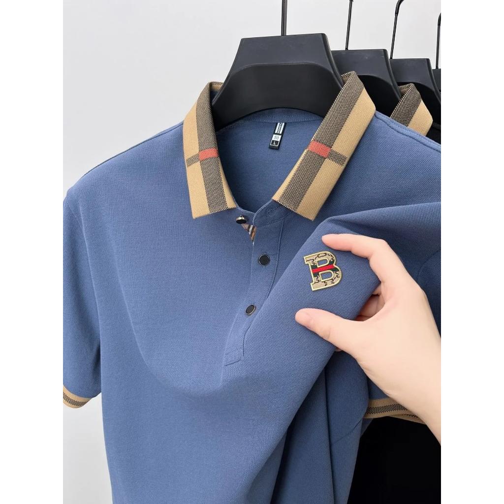 Luxury Short Sleeve Polo Shirt Men New High-end Silk Cotton Breathable Paul T-shirt Fashion Casual Men's Wear