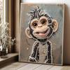 Stretched Frame Pearl Art Kit Cute Monkey Pattern DIY Sparkling Bead Canvas Relaxing Hobby Gift for Handicraft Enthusiasts Home Decor Art