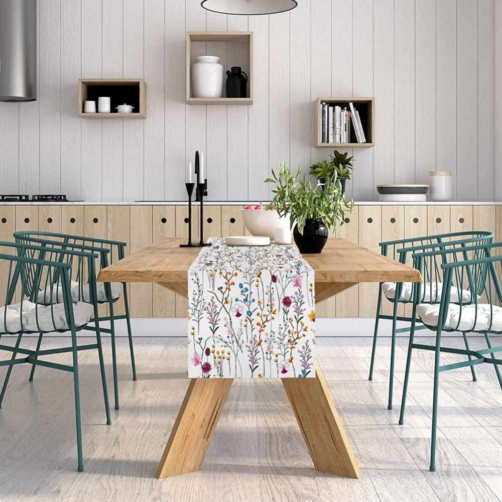 

1 Pcs Polyester Colorful Table Runner Linen Seasonal Table Runners New Floral Table Runner Kitchen