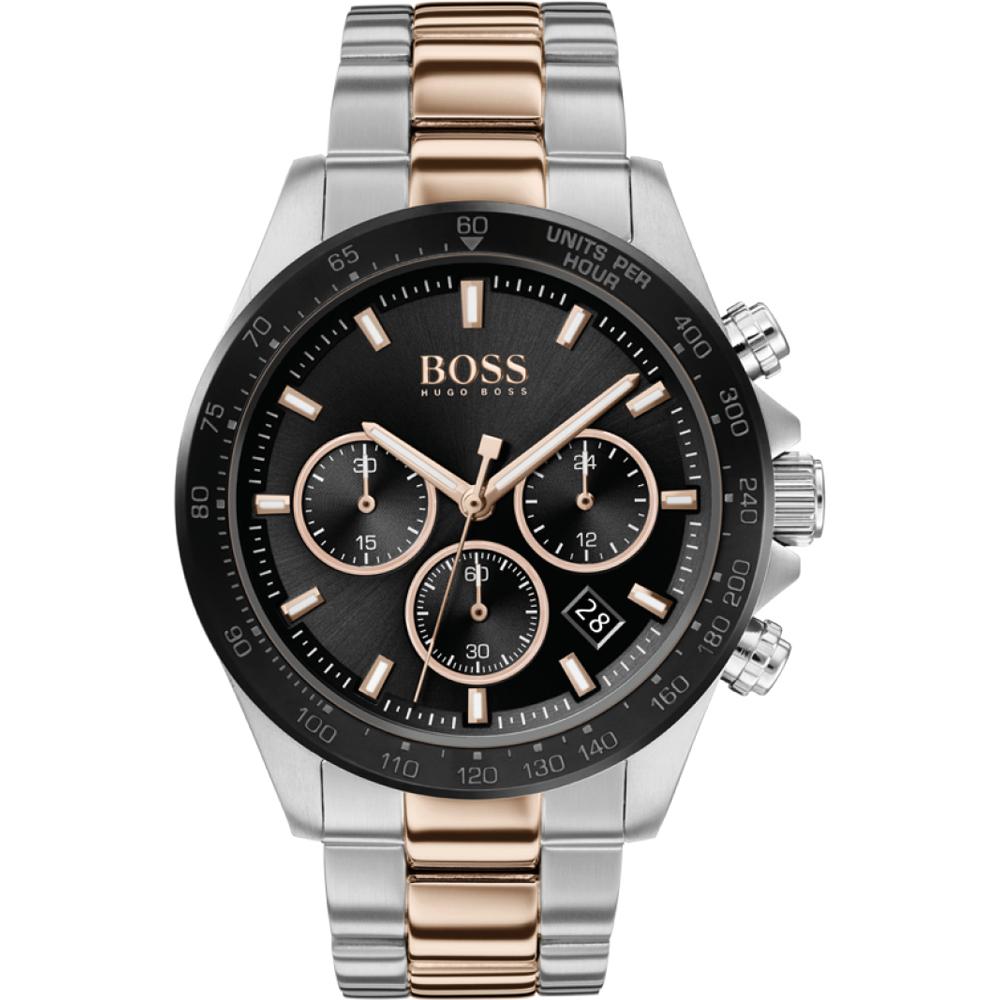 BOSS Hero Black Dial Bicolor rose Metal Bracelet Men s Quartz Watch 1513757 чёрный