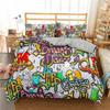 Fashion Bedding Set Cartoon Graffiti Polyester Duvet Cover Pillowcase Single King Double Full Queen Size Polyester Quilt Cover