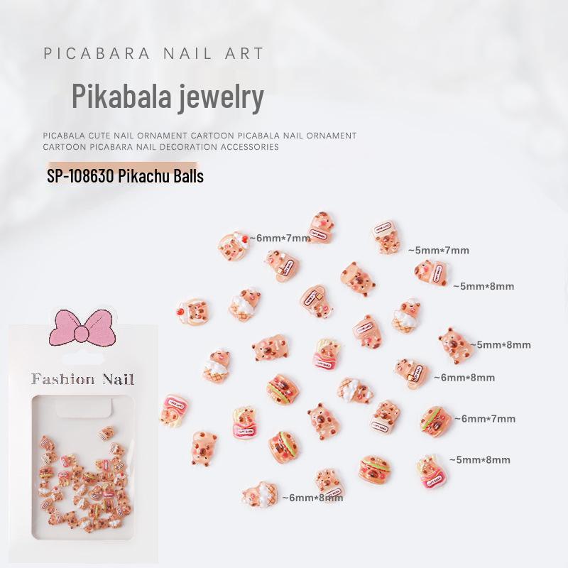 

Pikachu Bear 3D Nail Art Decorations - Set of 30 Cute Flatback Resin Accessories