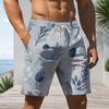 Men Plus Size Abstract Art Print Beach Shorts Quick Dry Drawstring Casual Swim Trunks With Pockets For Summer Surfing Vacation