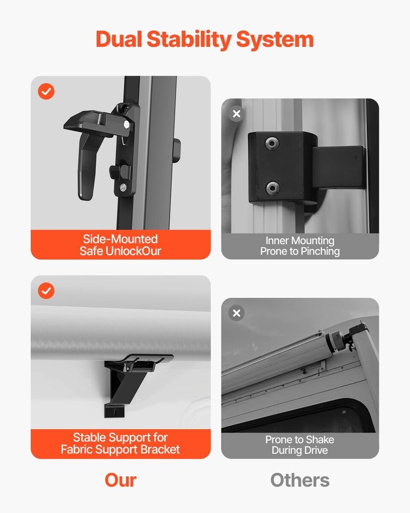 16' RV Replacement Awning Manual Trailer Awning for Most DC12V RVs