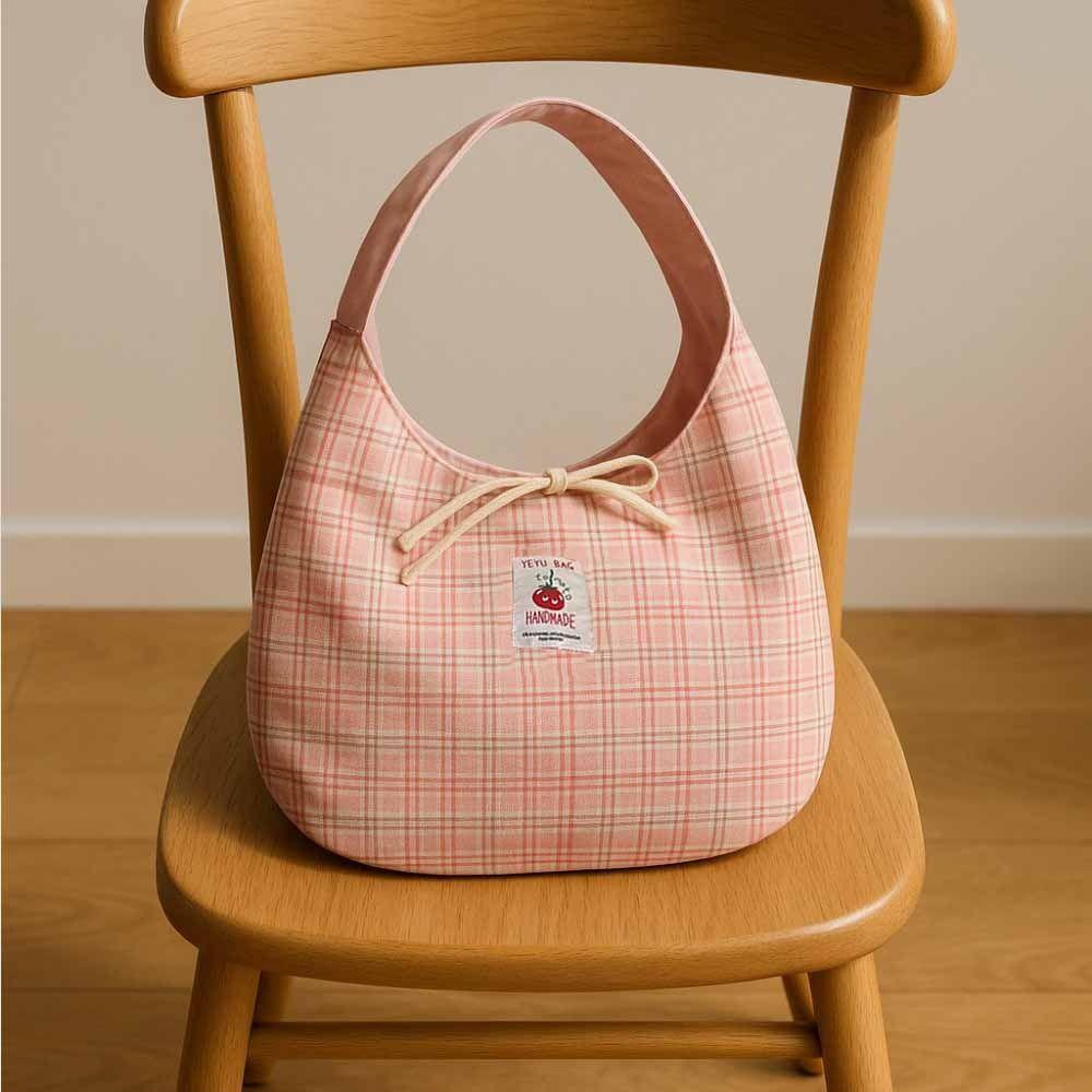 Vest Bag Fresh Color  Shoulder Bag Cloth Messenger Bag All-match Double Sided Plaid Bag  Travel