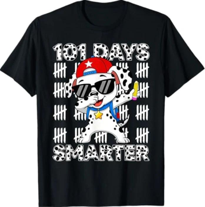 100 Days of School Dabbing Dalmatian Dog 100th Day T-Shirt S