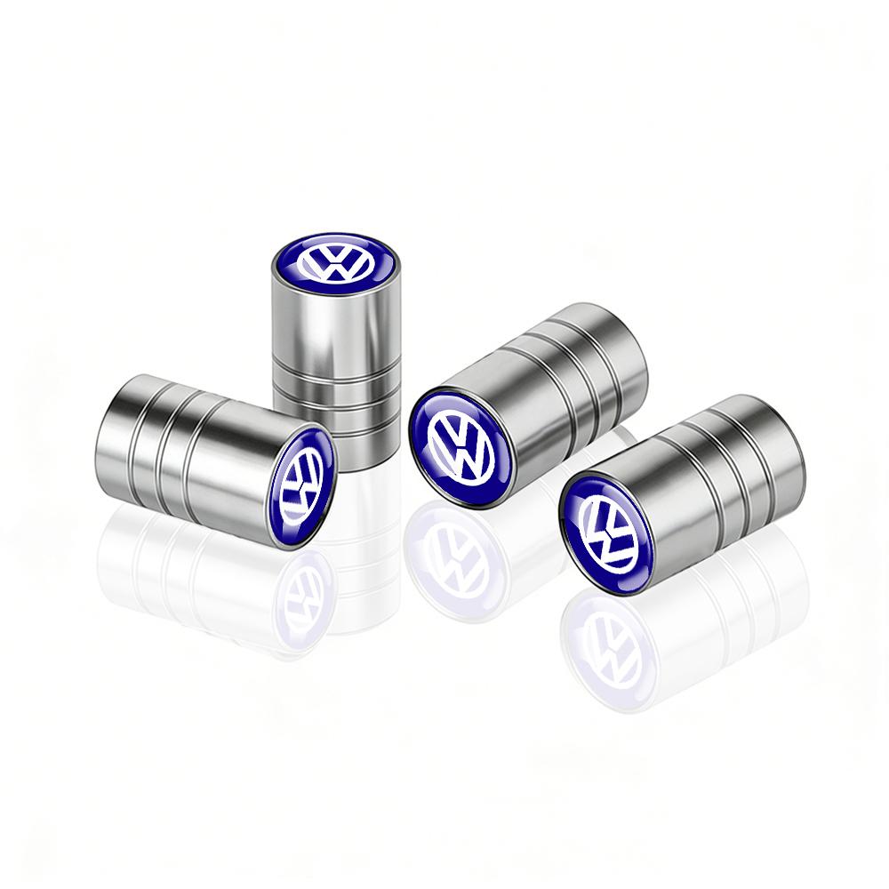 4pcs Metal Car Wheel Tire Valve Caps Stem Case With Logo For Volkswagen VW R Polo Passat Rline Golf 4 5 6 Tiguan Jetta GTI ID.3 kj6