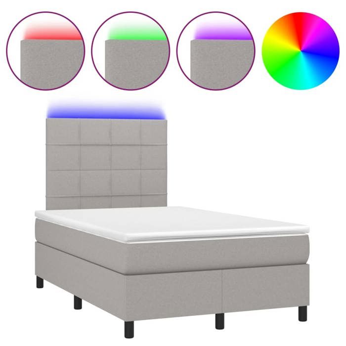 VidaXL Slatted Bed Base with Mattress and LEDs, Upholstered Bed, Double Bed, Adult Bed for Interior Bedroom, 3134861
