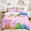 Cartoon Unicorn Bedding Set King Queen Size Rainbow Unicorns Duvet Cover Set with Pillowcase Polyester Bed Linen for Kids Girls