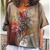 2026 New Fashion Women's Casual Versatile Square Pattern Short Sleeve V-Neck T-Shirt