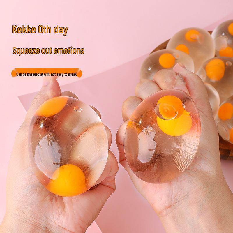 Double Yolk Transparent Egg Stress Toy for Kids - Decompression Squeeze Gift