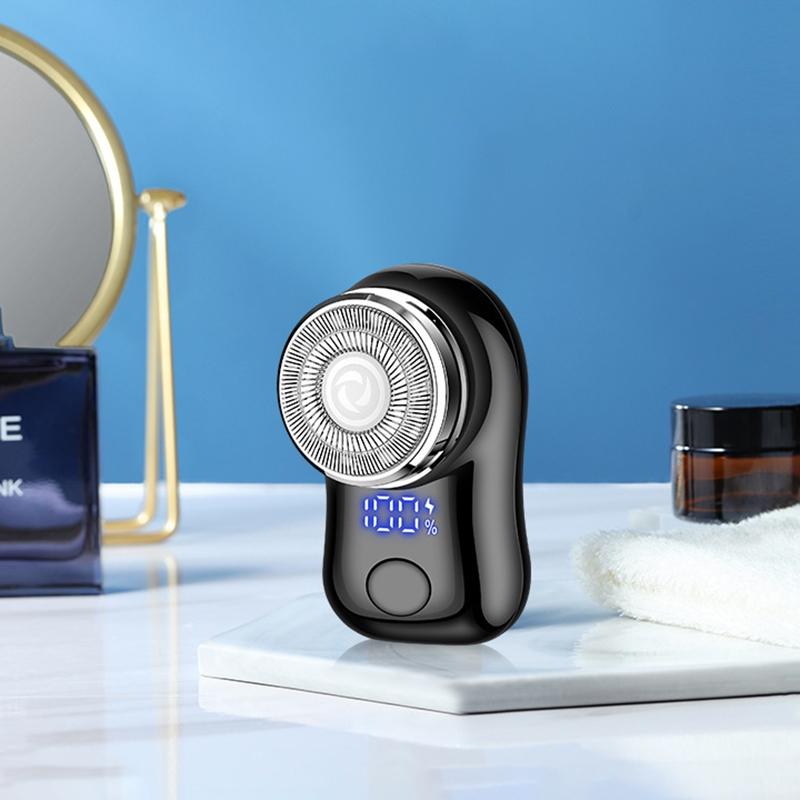 Tragbarer Mini-Bartrasierer für Männer Elektrischer LED-Display-Rasierer Reise Bartmesser Körperhaartrimmer Entferner