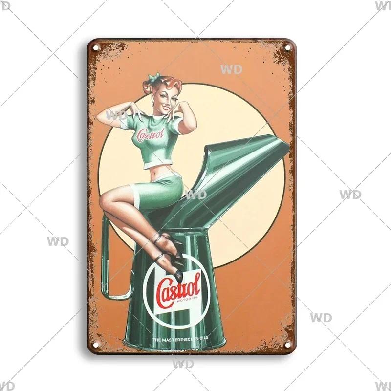 Castrol Motoröl Blechschild - Perfekt für Vintage Garagendekor - Tankstellenstil Wandplatte
