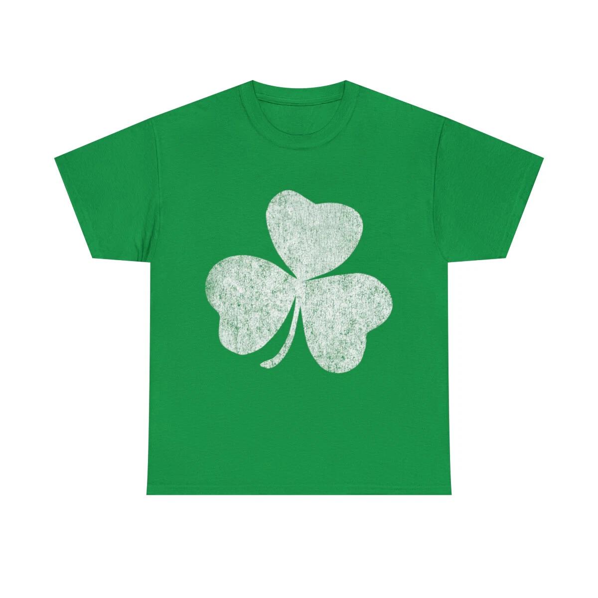 Retro Distressed Shamrock Graphic Tee Shirt S
