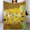 The Kiss Gustav Klimt Throw Blanket Warm Plush Fuzzy Blanket for Living Room