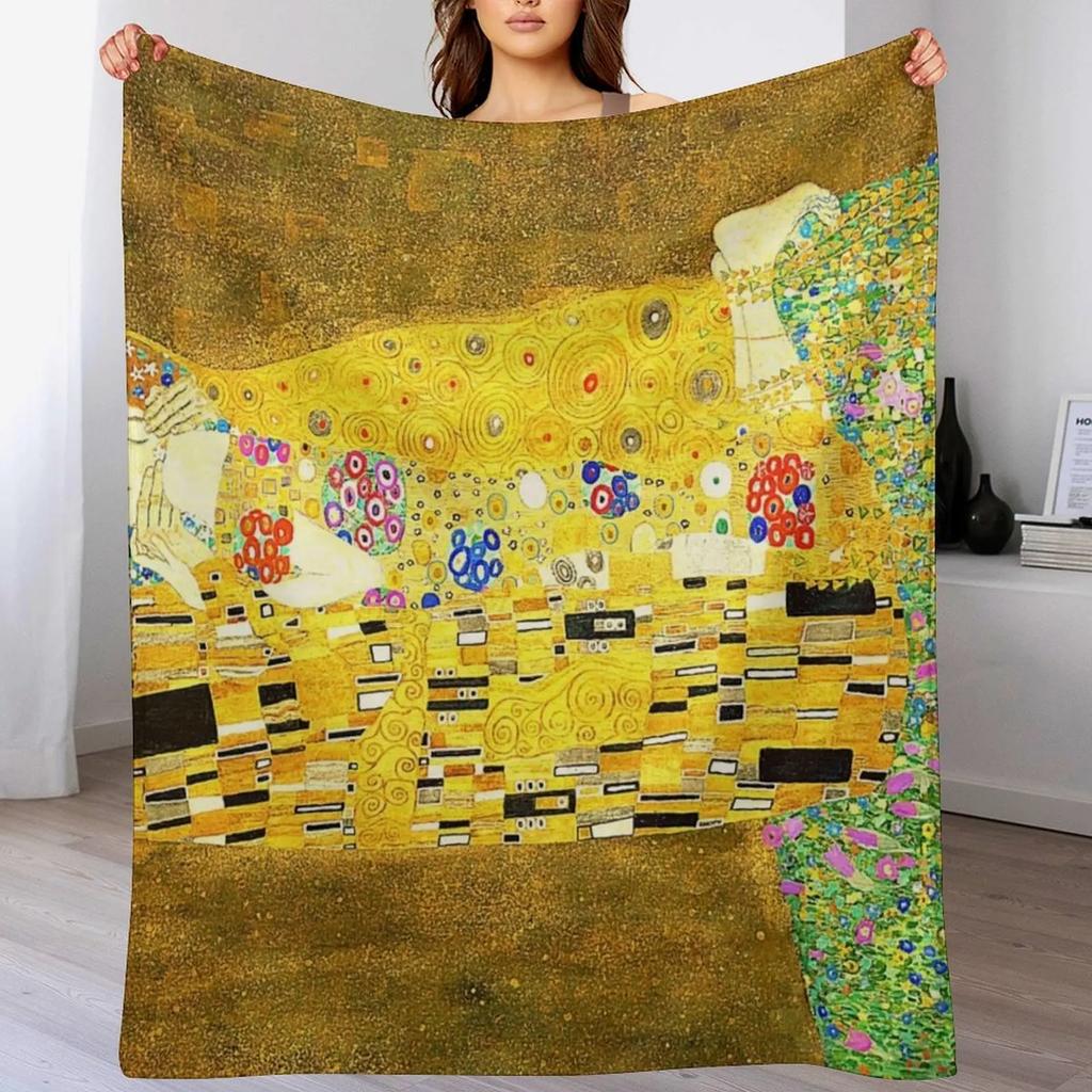 Polibek Gustav Klimt Přehoz Teplá plyšová huňatá deka do obývacího pokoje