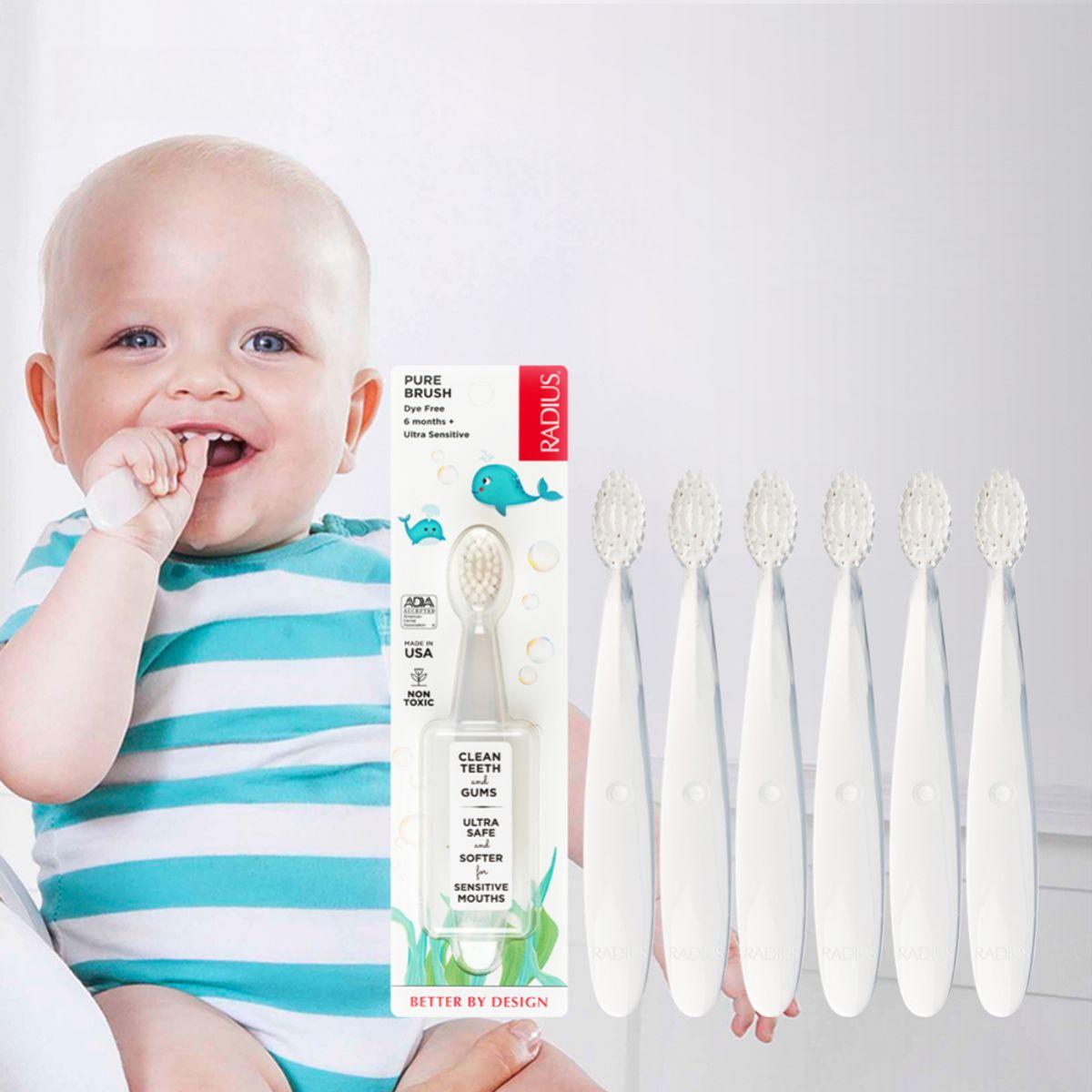 Radius Pure Baby 6-Pack Toothbrushes for 6-18 Months Toddlers