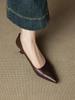 Giant soft~! French retro pointed single shoes women's soft leather thin heel temperament versatile shallow high heels