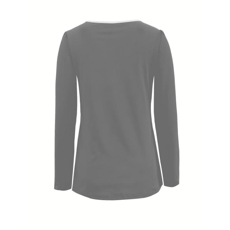 Spring and Autumn Women's New V-neck Women's Sexy Casual Contrast Color