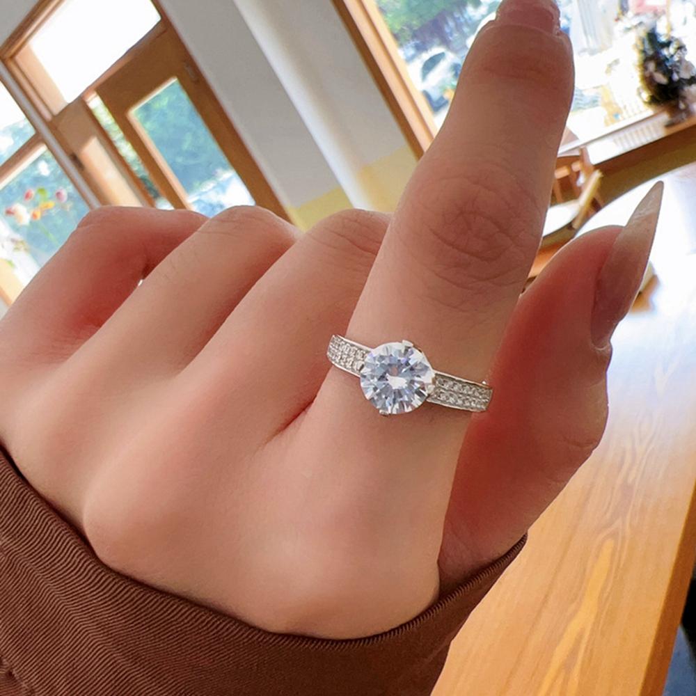 Vinregem Classic 100% 925 Sterling Silver Round Cut 7MM 1.25CT 3EX VVS1 D Color Real Moissanite Diamonds Ring 2Pcs Wedding Engagement Jewelry