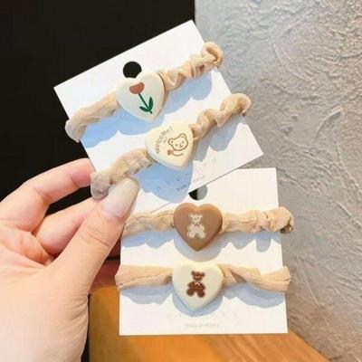 Mno Women's Long Hair Tie Band Pretty Gopchang Hair Tie Elastic Band 4P Hair Tie Pretty Tie Ponytail Holder