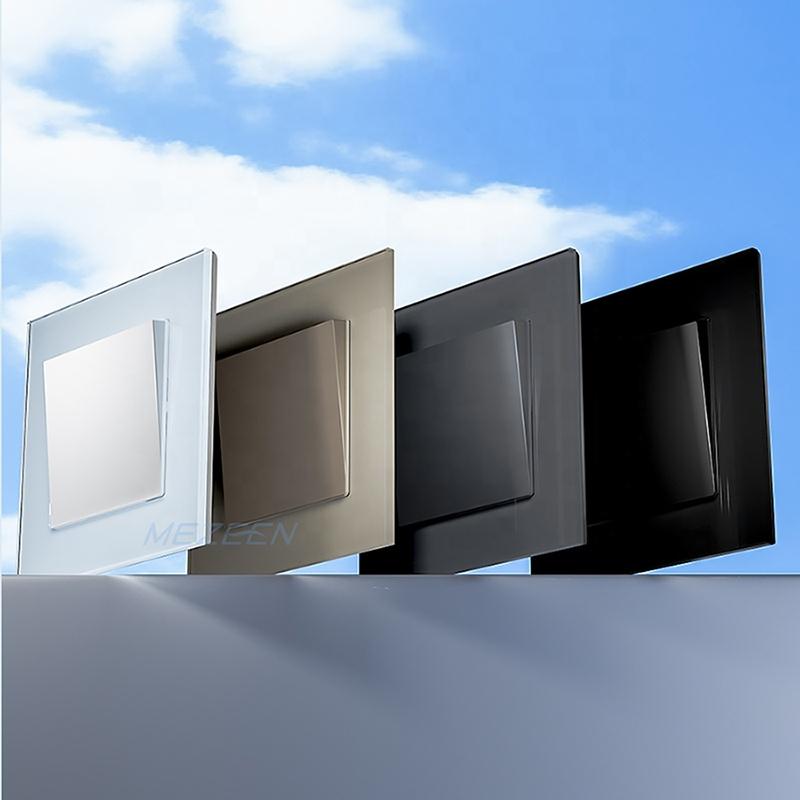White Black Gold Grey Glass Light Switch Design 1 Gang 1 Way 2 Way 3 Way Manual Wall Switch
