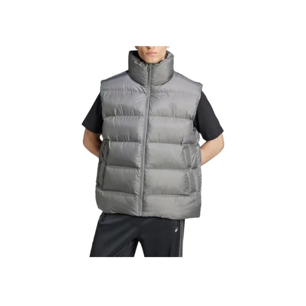 Adidas Logo Stand Collar Sleeveless Vest Men Vests Gray IY3401