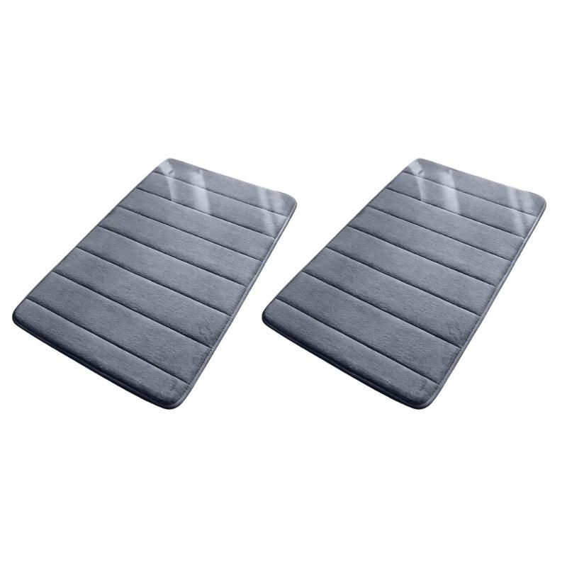 Set Of 2 NonSlip Bath Mats Quick Dry Rugs Polyester Carpet Easy To Clean Bathmat Machine Washable