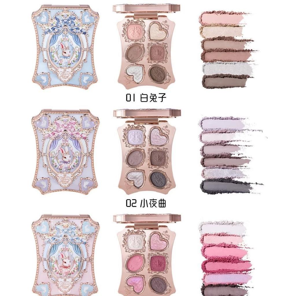 FlowerKnow Bunny Garde Series 6 Colour Eyeshadow Palette Matte Fine Shimmer Pearl Face Palette Glitter Eye Shadow