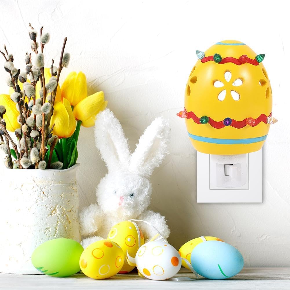 2025 New Easter Egg Decorative Nightlight, Easter Campfire Flickering Nightlight, Cute Easter Bunny Campfire Flickering Night Light, Plug into Wall