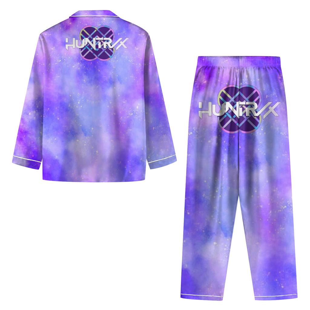 Women's 2 Piece Printed Suit Long Sleeve Button Up Top Wide Leg Pants Suit Set Pajamas Home Casual Suit