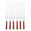 6pcs Barbecue Fork 2pcs Silicone Barbecue Brush Stainless Steel Roasting Stick U-shaped Hot Dog Fork with Wooden Handle