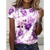 Women's T-shirt with butterfly print, casual crew neck, street style top, comfortable and breathable