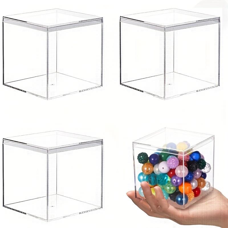 

4/6/8 Pack Clear Acrylic Box with Lid Square Cube Containers Storage Box Organizer 10X10X10cm Transparent Acrylic Display Boxes