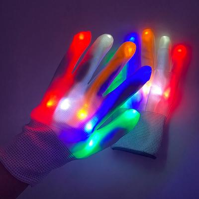 Colorful LED Luminous Gloves Halloween Christmas LED Finger Gloves Event Party Light Up Skull Gloves For Adult Glow Party Prop